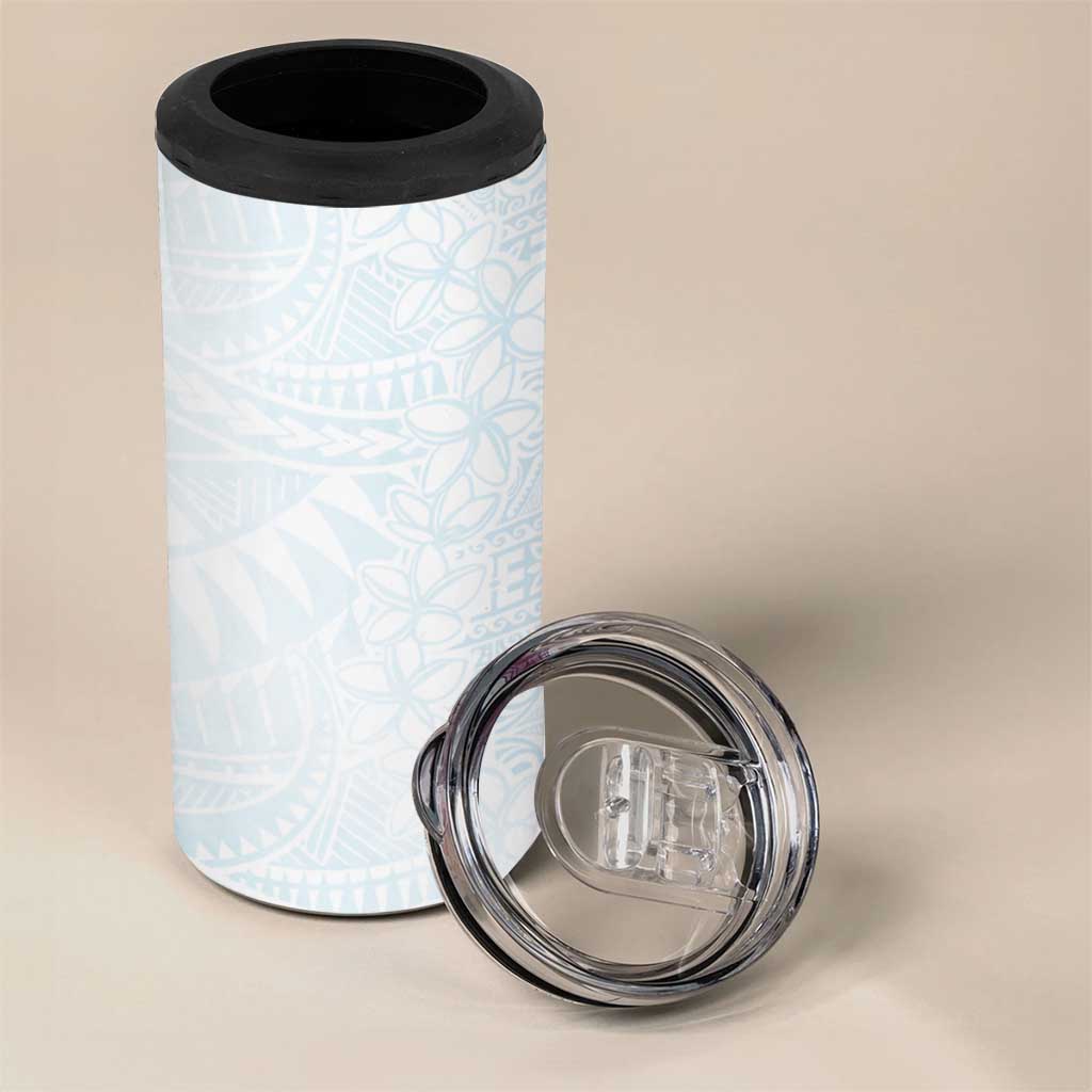White Sunday 4 in 1 Can Cooler Tumbler Plumeria Tatau Mix Tapa LT7 - Polynesian Pride
