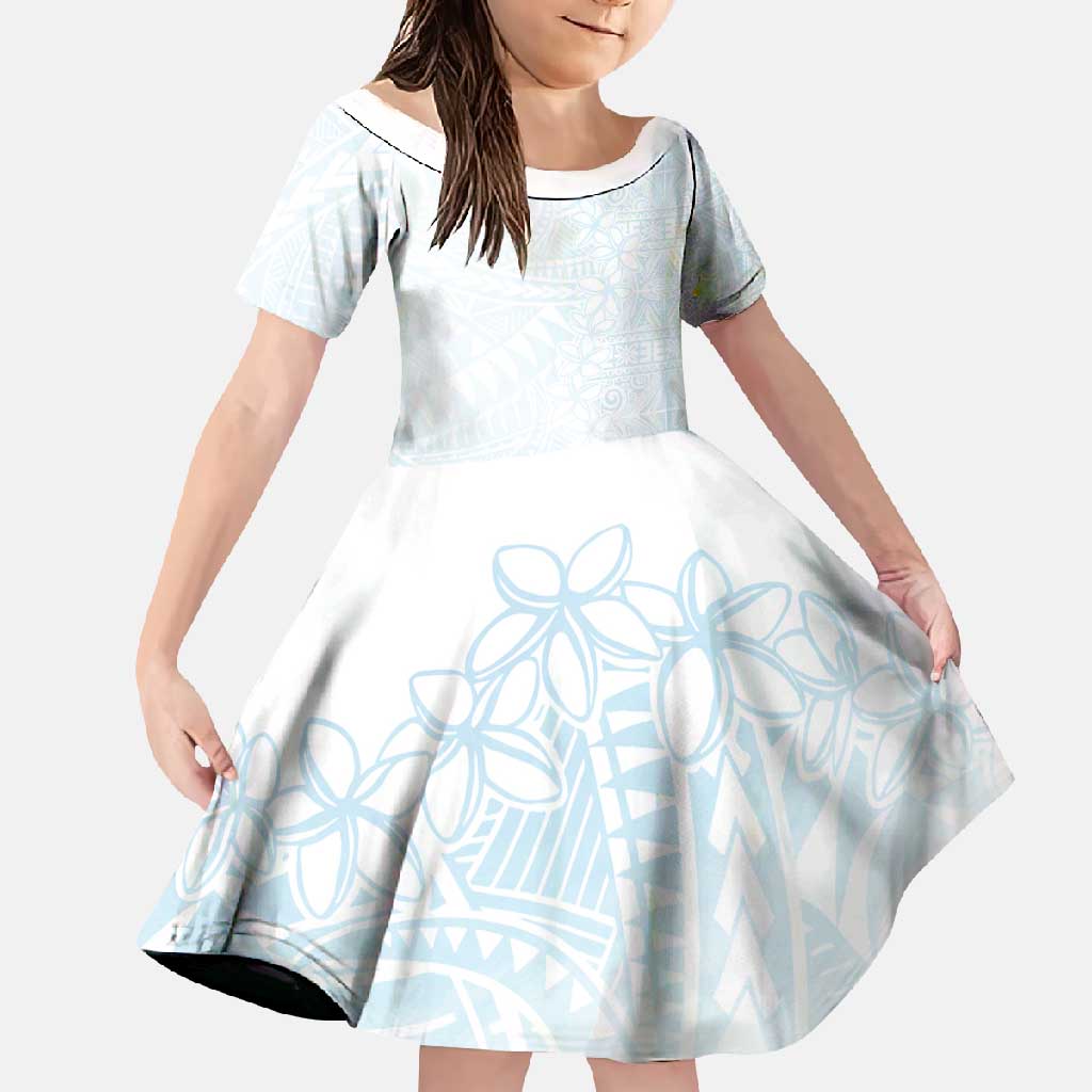 White Sunday Family Matching Mermaid Dress and Hawaiian Shirt Plumeria Tatau Mix Tapa LT7 Daughter's Dress White - Polynesian Pride