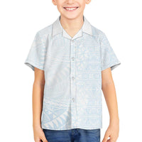 White Sunday Family Matching Off The Shoulder Long Sleeve Dress and Hawaiian Shirt Plumeria Tatau Mix Tapa LT7 Son's Shirt White - Polynesian Pride