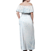 White Sunday Family Matching Off Shoulder Maxi Dress and Hawaiian Shirt Plumeria Tatau Mix Tapa LT7 - Polynesian Pride