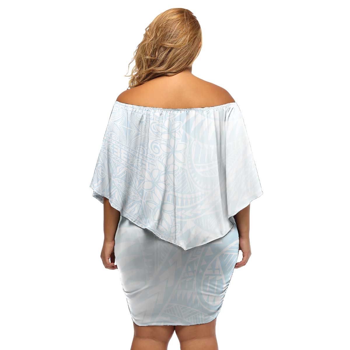 White Sunday Family Matching Off Shoulder Short Dress and Hawaiian Shirt Plumeria Tatau Mix Tapa LT7 - Polynesian Pride
