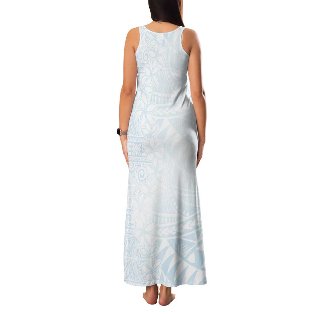 White Sunday Family Matching Tank Maxi Dress and Hawaiian Shirt Plumeria Tatau Mix Tapa LT7 - Polynesian Pride