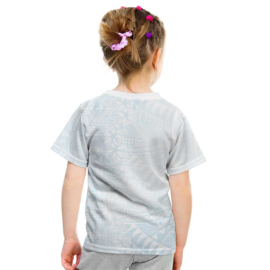 White Sunday Kid T Shirt Plumeria Tatau Mix Tapa LT7 - Polynesian Pride