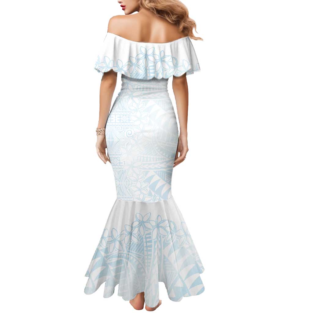 White Sunday Mermaid Dress Plumeria Tatau Mix Tapa LT7 - Polynesian Pride