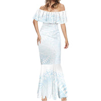 White Sunday Mermaid Dress Plumeria Tatau Mix Tapa LT7 - Polynesian Pride