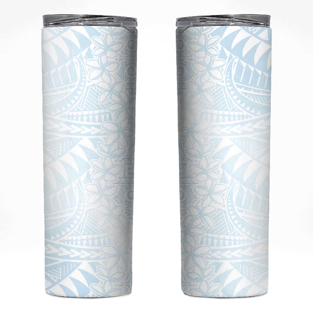 White Sunday Skinny Tumbler Plumeria Tatau Mix Tapa LT7 White - Polynesian Pride
