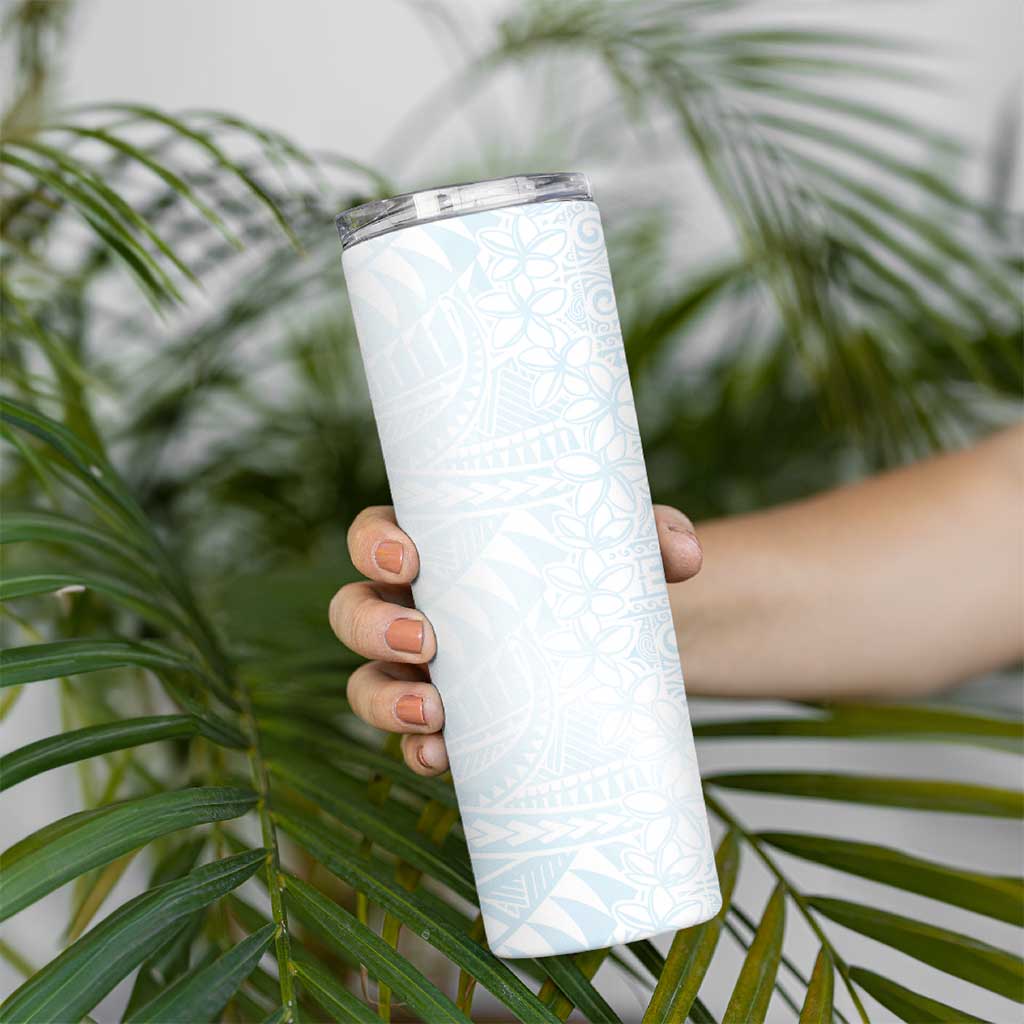 White Sunday Skinny Tumbler Plumeria Tatau Mix Tapa LT7 - Polynesian Pride