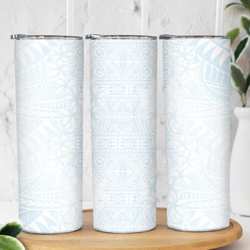 White Sunday Skinny Tumbler Plumeria Tatau Mix Tapa LT7 - Polynesian Pride