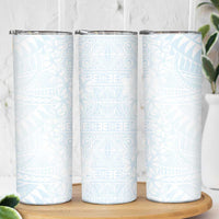 White Sunday Skinny Tumbler Plumeria Tatau Mix Tapa LT7 - Polynesian Pride