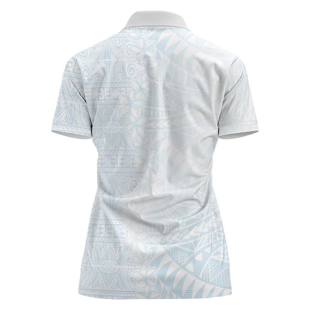 White Sunday Women Polo Shirt Plumeria Tatau Mix Tapa LT7 - Polynesian Pride