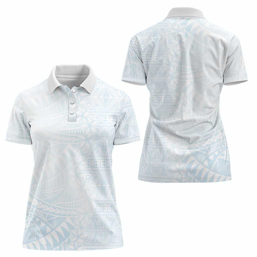 White Sunday Women Polo Shirt Plumeria Tatau Mix Tapa LT7 - Polynesian Pride