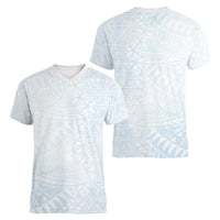 White Sunday Women V-Neck T-Shirt Plumeria Tatau Mix Tapa LT7 - Polynesian Pride