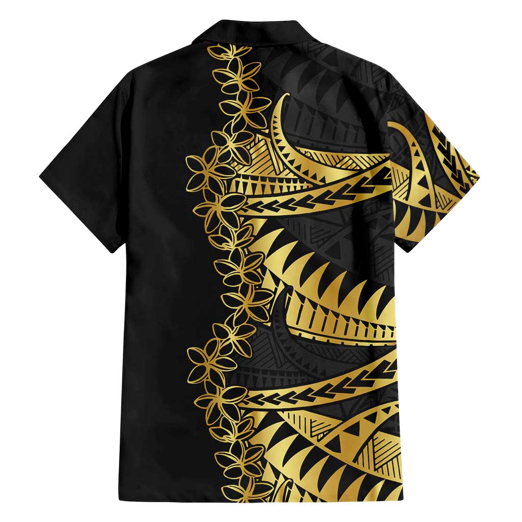 Polynesia Family Matching Summer Maxi Dress and Hawaiian Shirt Black & Gold Fancy Plumeria LT7 - Polynesian Pride