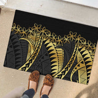 Polynesia Rubber Doormat Black & Gold Fancy Plumeria