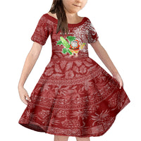 Hawaii Christmas Mele Kalikimaka Family Matching Mermaid Dress and Hawaiian Shirt Santa Claus LT7 Daughter's Dress Red - Polynesian Pride