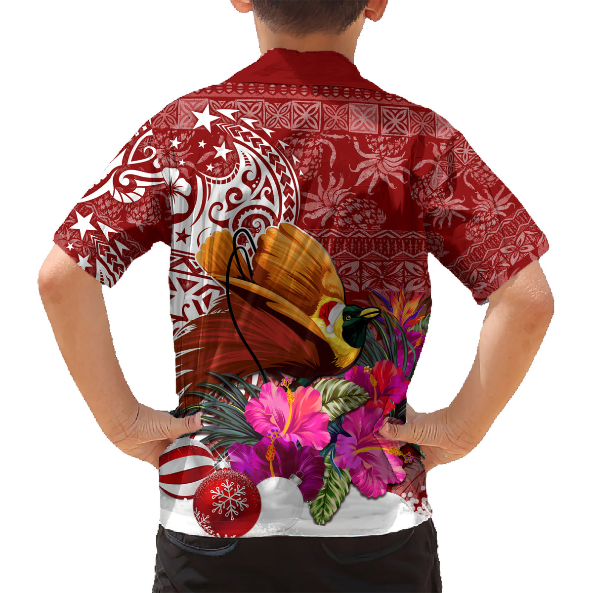 Papua New Guinea Christmas Kid Hawaiian Shirt Bird-of-Paradise Special LT7 - Polynesian Pride