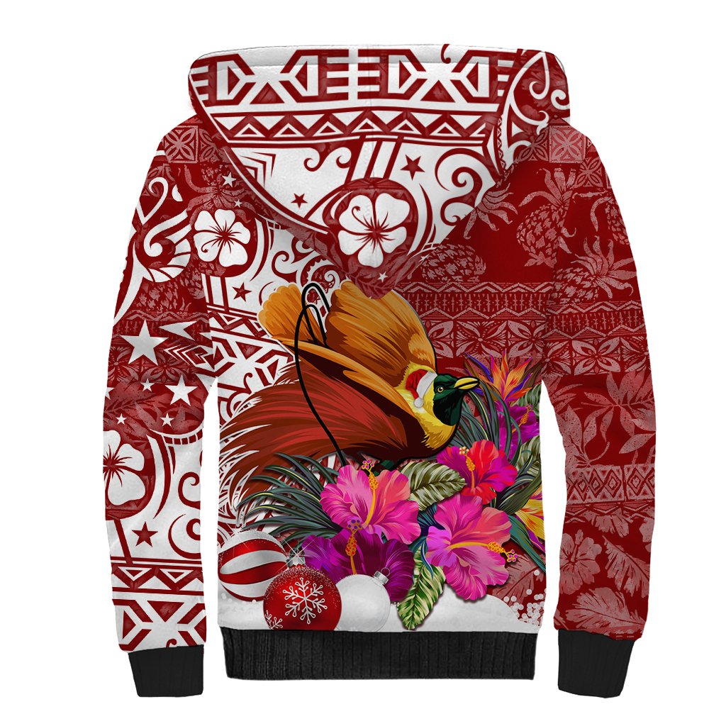 Papua New Guinea Christmas Sherpa Hoodie Bird-of-Paradise Special LT7 - Polynesian Pride