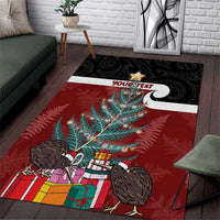 Personalised New Zealand Maori Christmas Area Rug Xmas Fern Mix Kowhawhai LT7 Black - Polynesian Pride