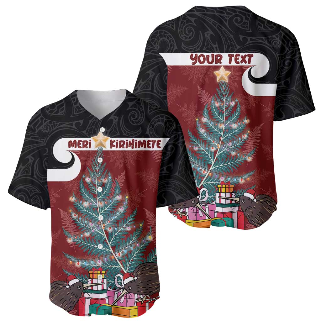 Personalised New Zealand Maori Christmas Baseball Jersey Xmas Fern Mix Kowhawhai LT7 - Polynesian Pride
