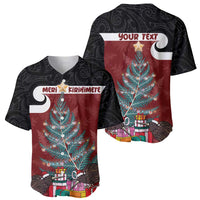 Personalised New Zealand Maori Christmas Baseball Jersey Xmas Fern Mix Kowhawhai LT7 - Polynesian Pride
