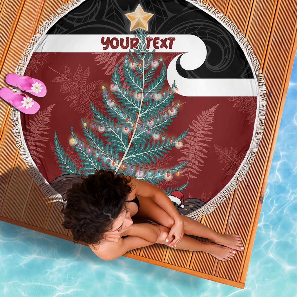 Personalised New Zealand Maori Christmas Beach Blanket Xmas Fern Mix Kowhawhai LT7 - Polynesian Pride