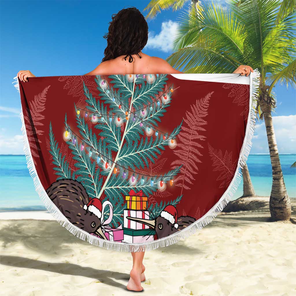Personalised New Zealand Maori Christmas Beach Blanket Xmas Fern Mix Kowhawhai LT7 - Polynesian Pride