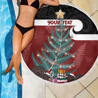 Personalised New Zealand Maori Christmas Beach Blanket Xmas Fern Mix Kowhawhai LT7 - Polynesian Pride