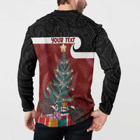 Personalised New Zealand Maori Christmas Button Sweatshirt Xmas Fern Mix Kowhawhai LT7 - Polynesian Pride