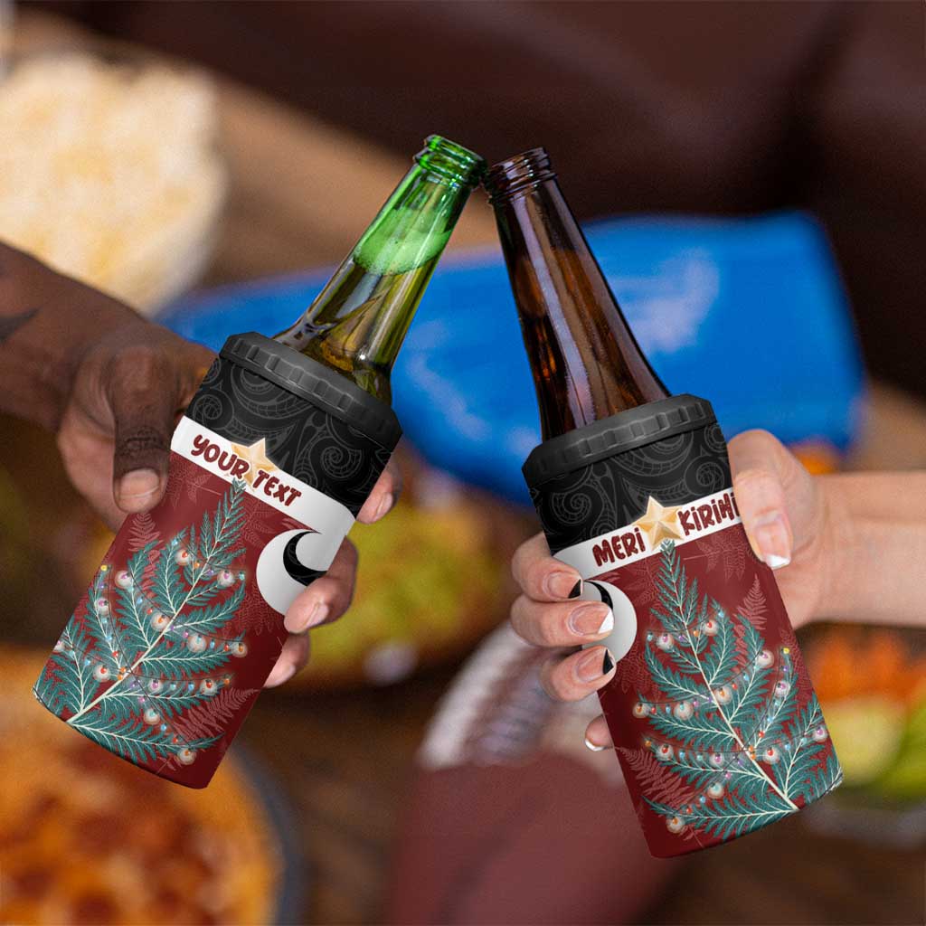 Personalised New Zealand Maori Christmas 4 in 1 Can Cooler Tumbler Xmas Fern Mix Kowhawhai LT7 - Polynesian Pride