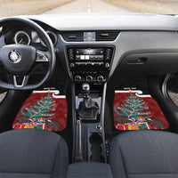 Personalised New Zealand Maori Christmas Car Mats Xmas Fern Mix Kowhawhai LT7 Set 2pcs - Front Black - Polynesian Pride