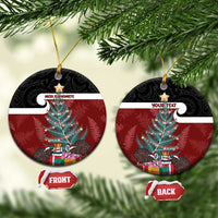 Personalised New Zealand Maori Christmas Ceramic Ornament Xmas Fern Mix Kowhawhai LT7 Circle Black - Polynesian Pride