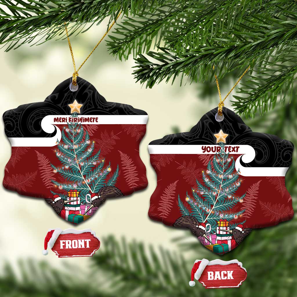 Personalised New Zealand Maori Christmas Ceramic Ornament Xmas Fern Mix Kowhawhai LT7 Snow Flake Black - Polynesian Pride