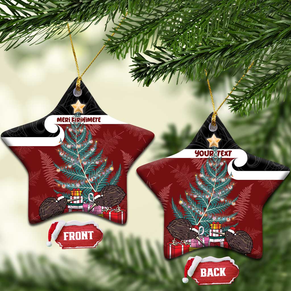 Personalised New Zealand Maori Christmas Ceramic Ornament Xmas Fern Mix Kowhawhai LT7 Star Black - Polynesian Pride