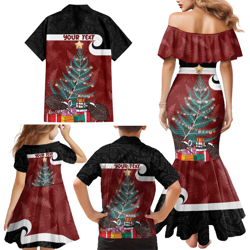 Personalised New Zealand Maori Christmas Family Matching Mermaid Dress and Hawaiian Shirt Xmas Fern Mix Kowhawhai LT7 - Polynesian Pride