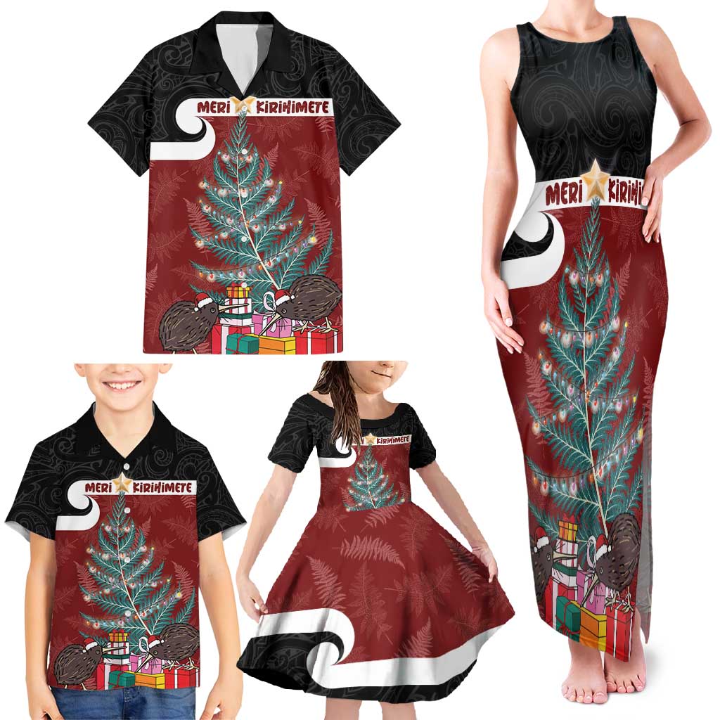 Personalised New Zealand Maori Christmas Family Matching Tank Maxi Dress and Hawaiian Shirt Xmas Fern Mix Kowhawhai LT7 - Polynesian Pride
