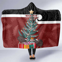 Personalised New Zealand Maori Christmas Hooded Blanket Xmas Fern Mix Kowhawhai LT7 One Size Black - Polynesian Pride