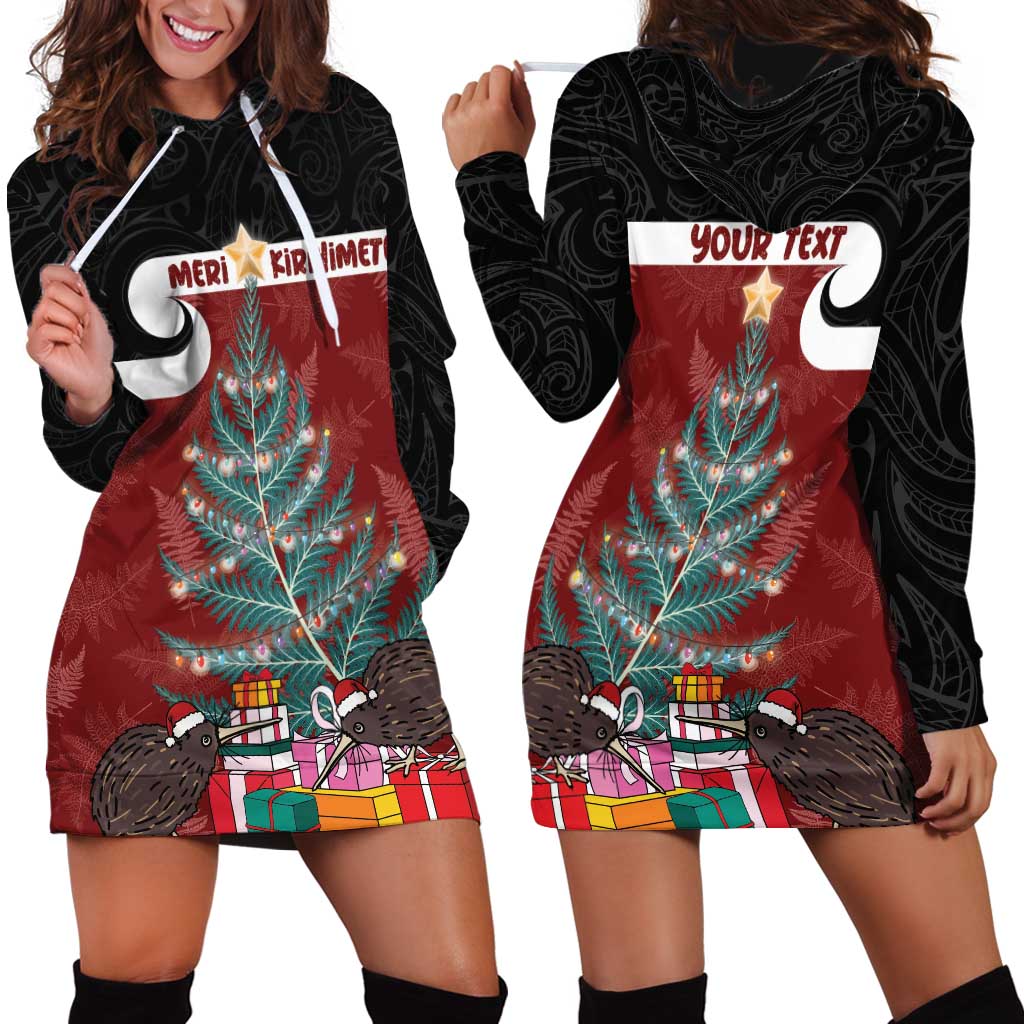 Personalised New Zealand Maori Christmas Hoodie Dress Xmas Fern Mix Kowhawhai LT7 - Polynesian Pride
