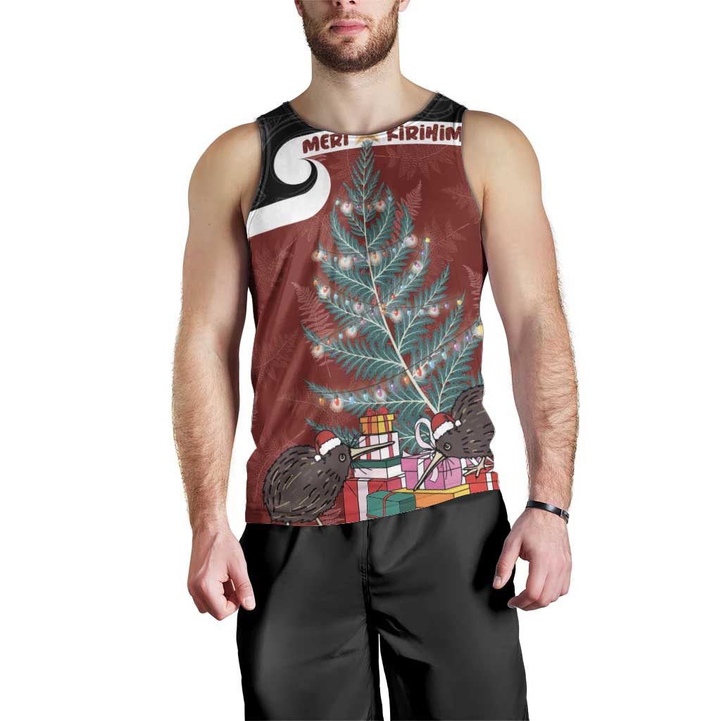 Personalised New Zealand Maori Christmas Men Tank Top Xmas Fern Mix Kowhawhai LT7 - Polynesian Pride