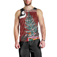 Personalised New Zealand Maori Christmas Men Tank Top Xmas Fern Mix Kowhawhai LT7 - Polynesian Pride