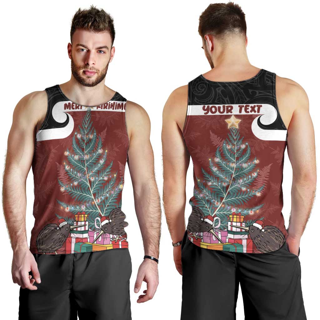 Personalised New Zealand Maori Christmas Men Tank Top Xmas Fern Mix Kowhawhai LT7 - Polynesian Pride