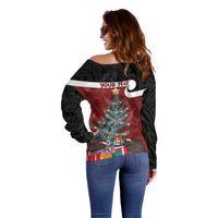 Personalised New Zealand Maori Christmas Off Shoulder Sweater Xmas Fern Mix Kowhawhai LT7 - Polynesian Pride