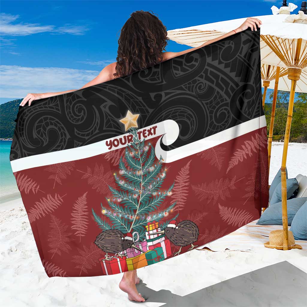 Personalised New Zealand Maori Christmas Sarong Xmas Fern Mix Kowhawhai LT7 One Size 44 x 66 inches Black - Polynesian Pride