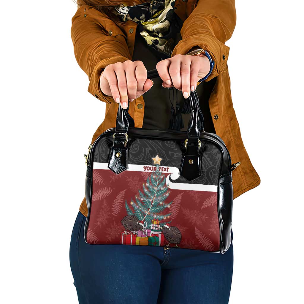 Personalised New Zealand Maori Christmas Shoulder Handbag Xmas Fern Mix Kowhawhai LT7 One Size Black - Polynesian Pride