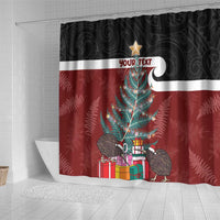 Personalised New Zealand Maori Christmas Shower Curtain Xmas Fern Mix Kowhawhai LT7 - Polynesian Pride