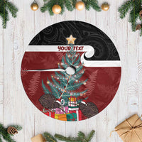 Personalised New Zealand Maori Christmas Tree Skirt Xmas Fern Mix Kowhawhai LT7 Casual Black - Polynesian Pride