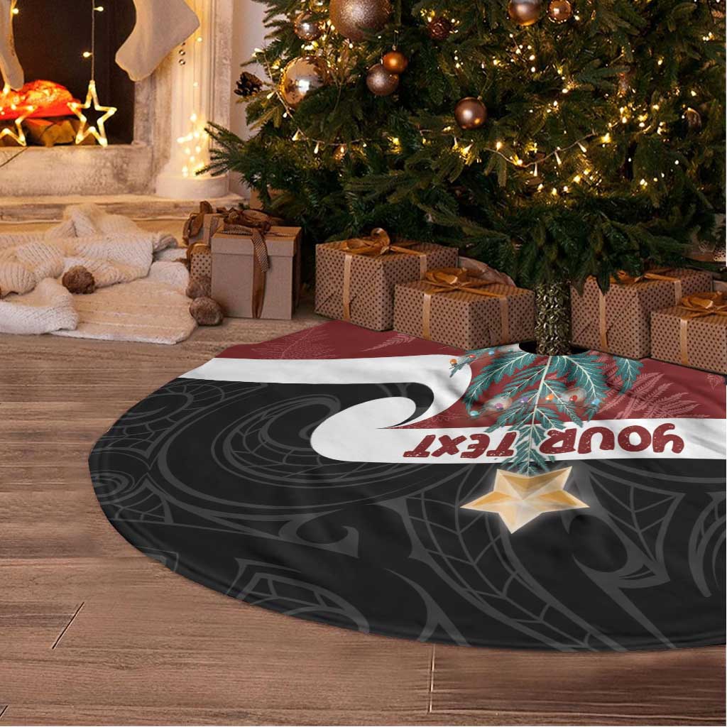 Personalised New Zealand Maori Christmas Tree Skirt Xmas Fern Mix Kowhawhai LT7 - Polynesian Pride