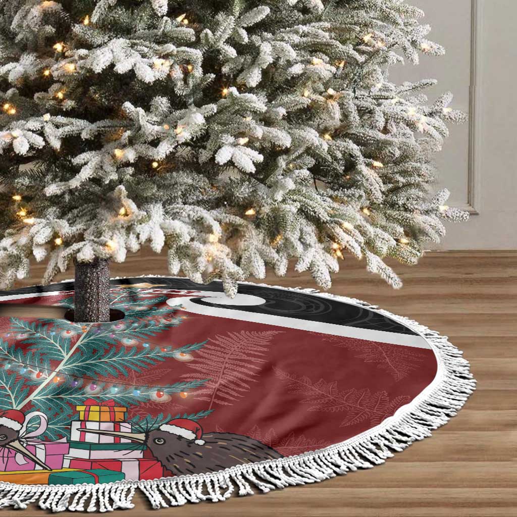 Personalised New Zealand Maori Christmas Tree Skirt Xmas Fern Mix Kowhawhai LT7 - Polynesian Pride