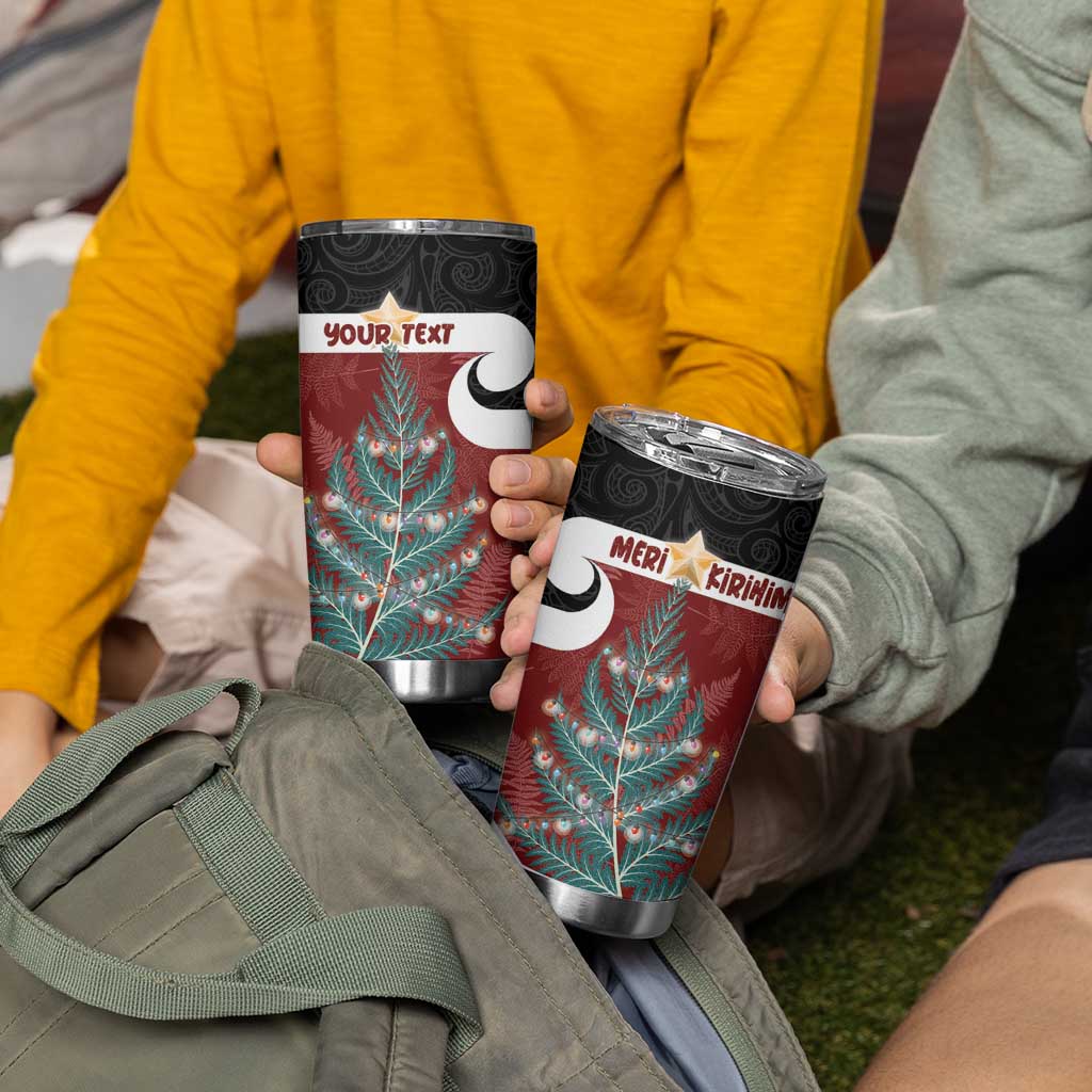 Personalised New Zealand Maori Christmas Tumbler Cup Xmas Fern Mix Kowhawhai LT7 - Polynesian Pride