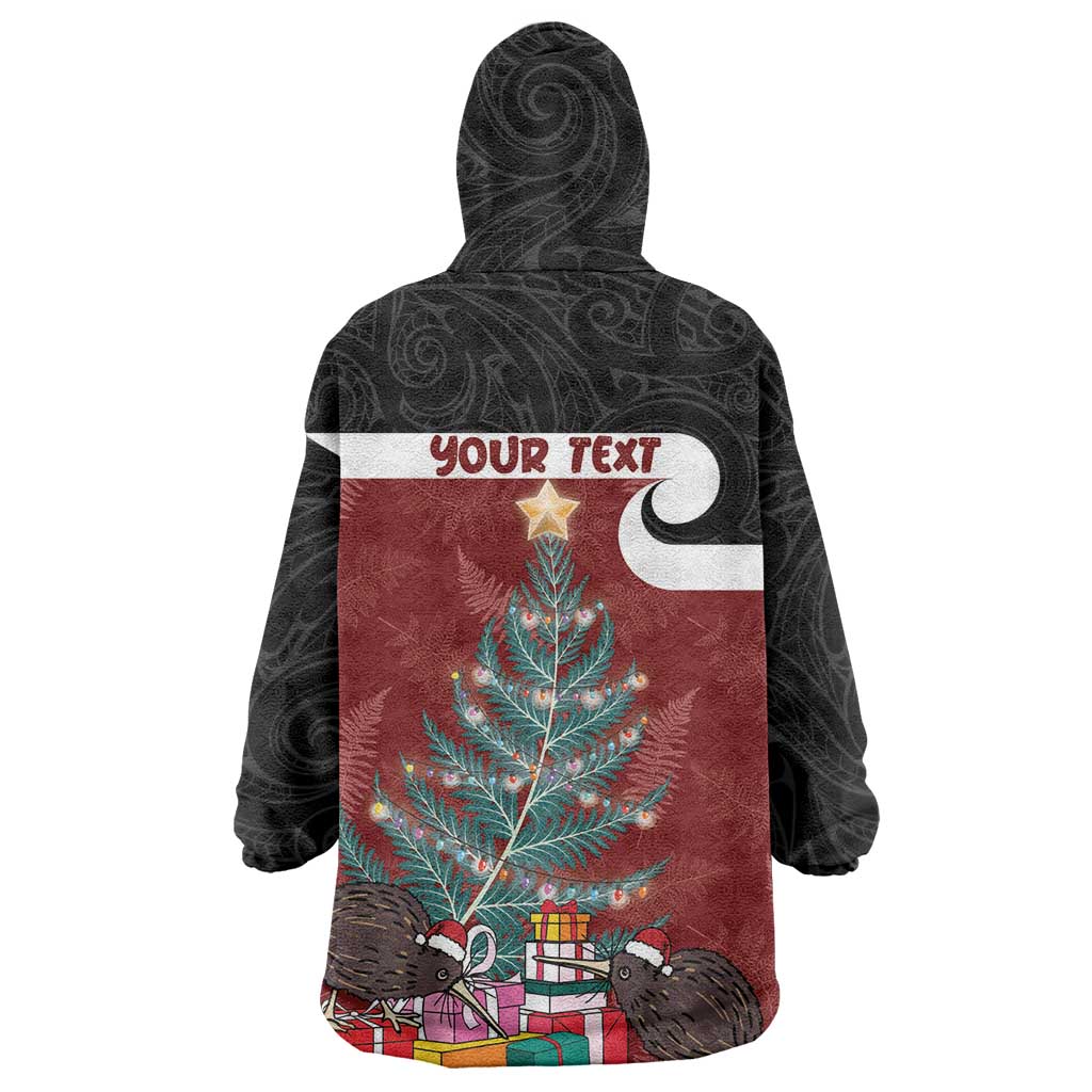 Personalised New Zealand Maori Christmas Wearable Blanket Hoodie Xmas Fern Mix Kowhawhai LT7 - Polynesian Pride