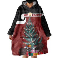 Personalised New Zealand Maori Christmas Wearable Blanket Hoodie Xmas Fern Mix Kowhawhai LT7 - Polynesian Pride